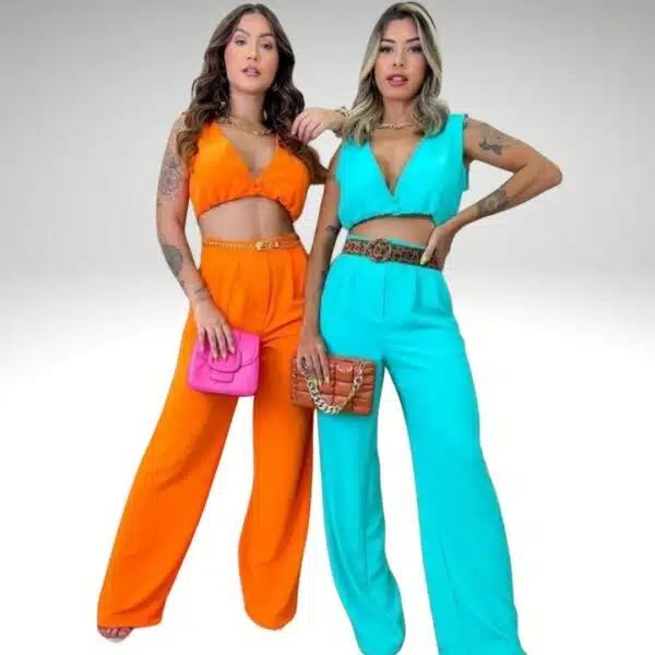 Calça reta na cor azul turquesa - Image 2