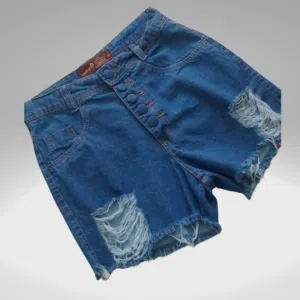 Short jeans botão