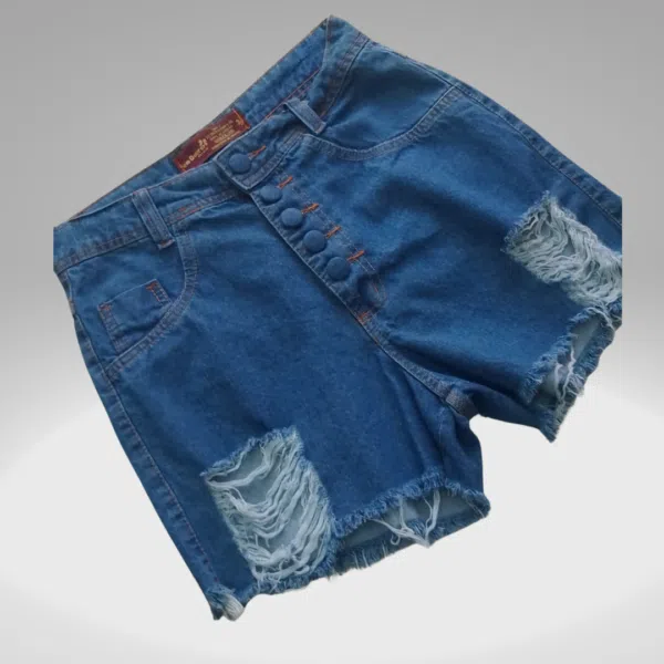 Short jeans botão